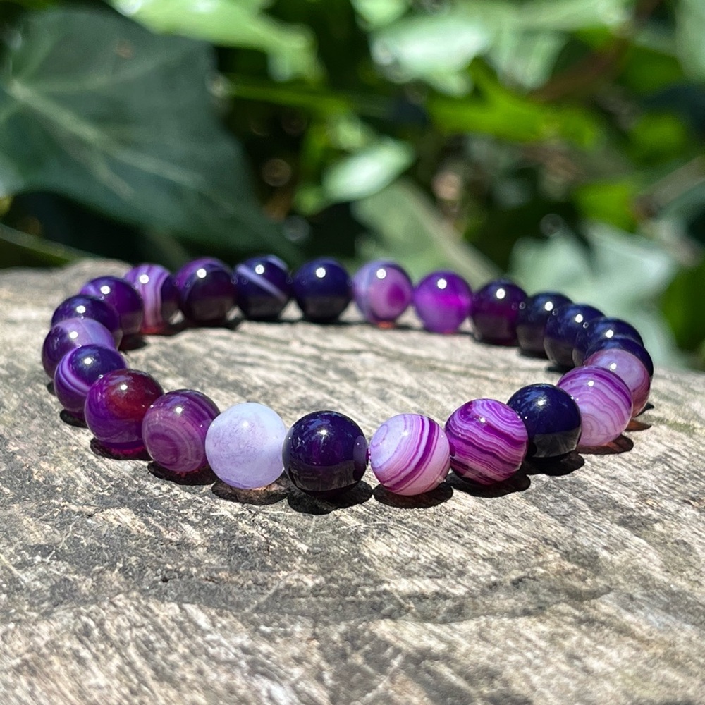 8mm stretchable purple‎ Botswana agate bracelet
